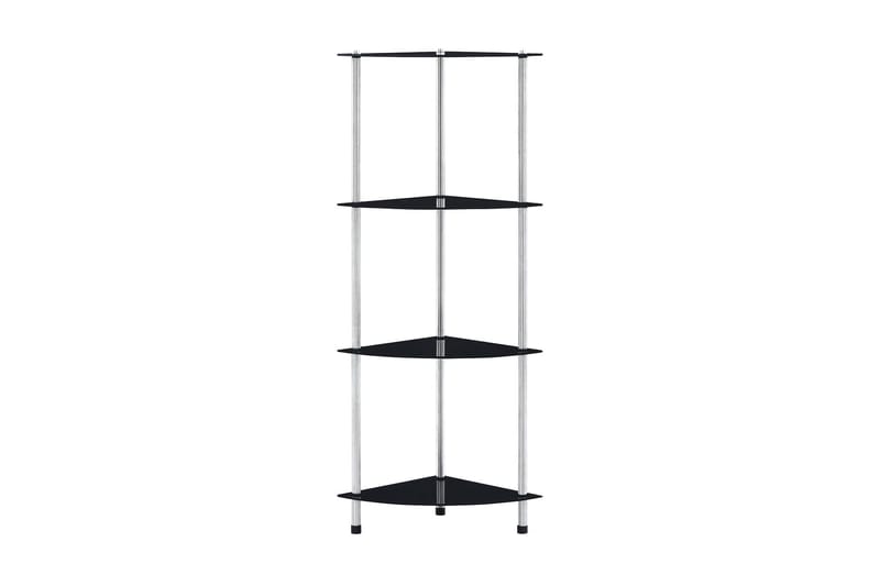 glasreol i 4 niveauer 30 x 30 x 100 cm hærdet glas sort - Sort - Hylder til garderobe - Hylder & hyldeknægte