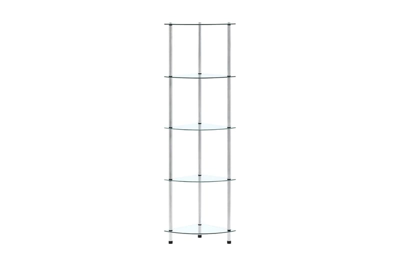 reol i 5 niveauer 30 x 30 x 130 cm hærdet glas transparent - gennemsigtig - Hylder til garderobe - Hylder & hyldeknægte