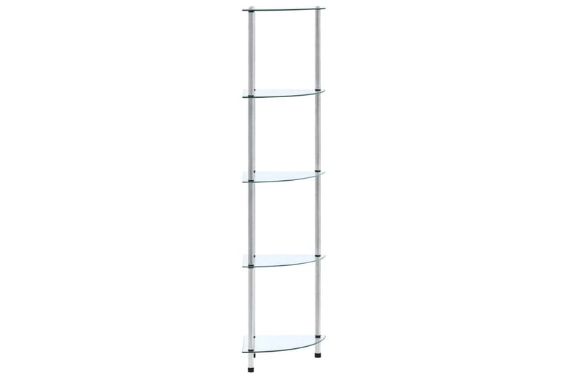 reol i 5 niveauer 30 x 30 x 130 cm hærdet glas transparent - gennemsigtig - Hylder til garderobe - Hylder & hyldeknægte