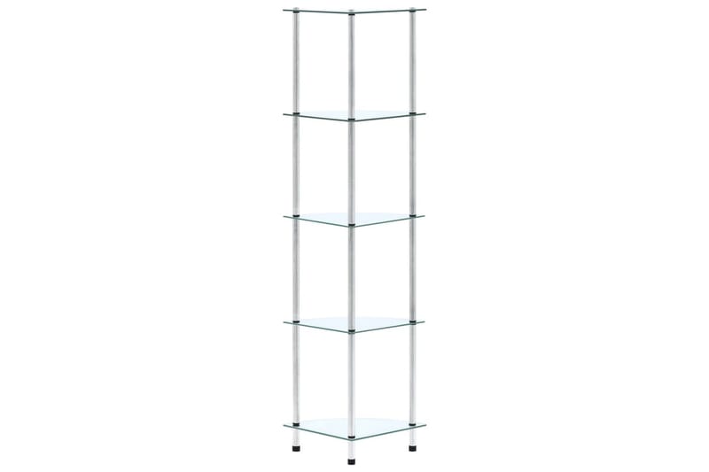 reol i 5 niveauer 30 x 30 x 130 cm hærdet glas transparent - gennemsigtig - Hylder til garderobe - Hylder & hyldeknægte