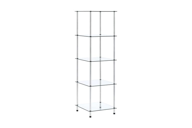 reol i 5 niveauer 40 x 40 x 130 cm hærdet glas transparent - gennemsigtig - Hylder til garderobe - Hylder & hyldeknægte