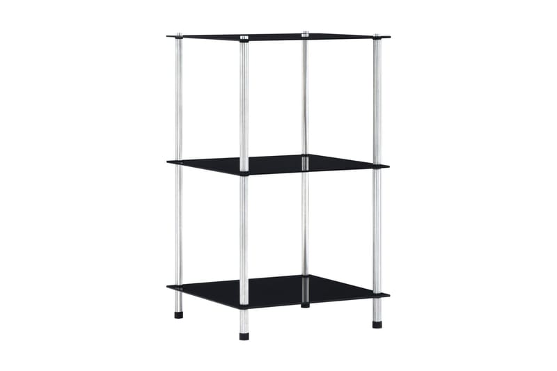 reol med 3 hylder 40 x 40 x 67 cm hærdet glas sort - Sort - Hylder til garderobe - Hylder & hyldeknægte