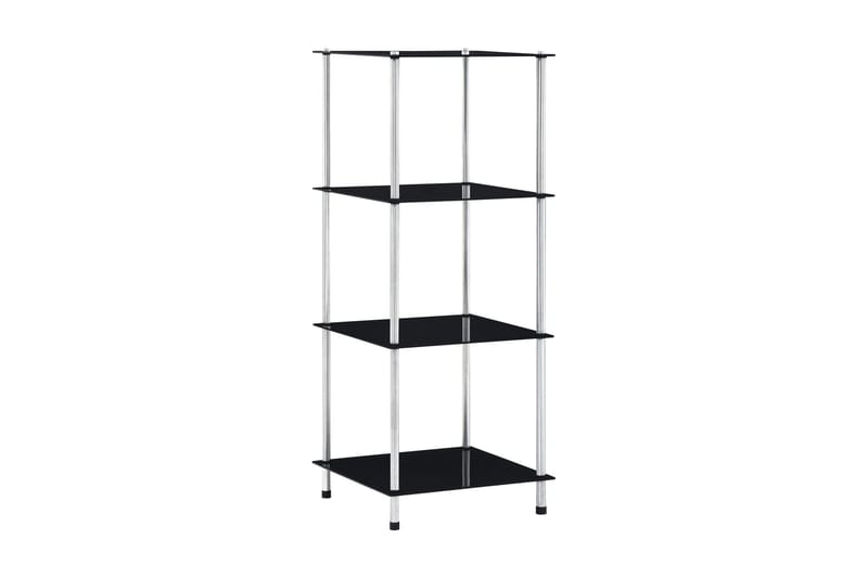 reol med 4 hylder 40 x 40 x 100 cm hærdet glas sort - Sort - Hylder til garderobe - Hylder & hyldeknægte