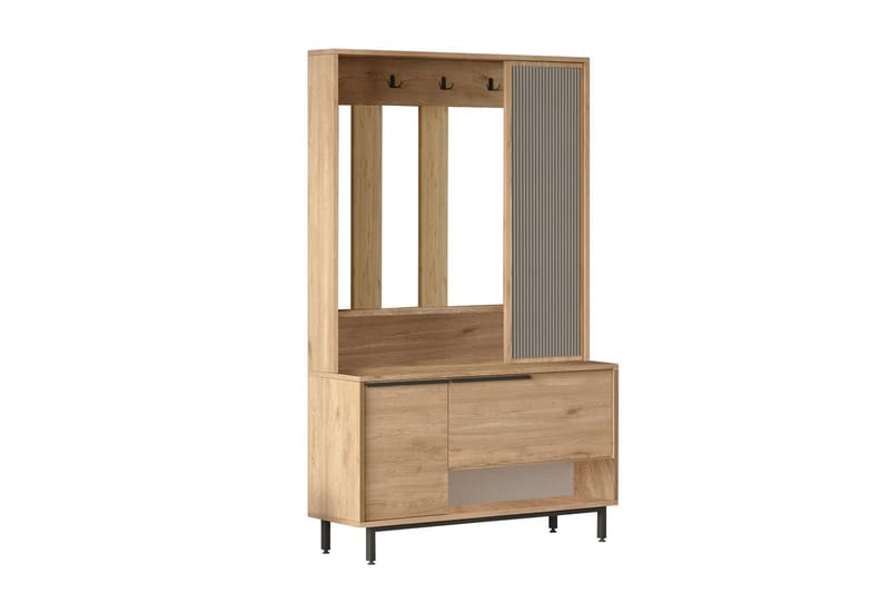 Liyakat Entrémøbel - Valnød finér - Opbevaring - Tøjopbevaring - Garderobeskabe - Garderobeindretning - Kurveskuffestativ