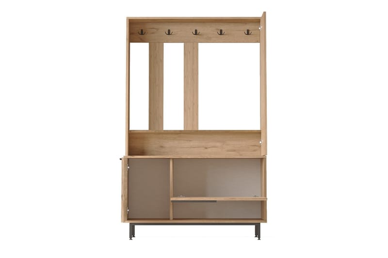 Liyakat Entrémøbel - Valnød finér - Opbevaring - Tøjopbevaring - Garderobeskabe - Garderobeindretning - Kurveskuffestativ