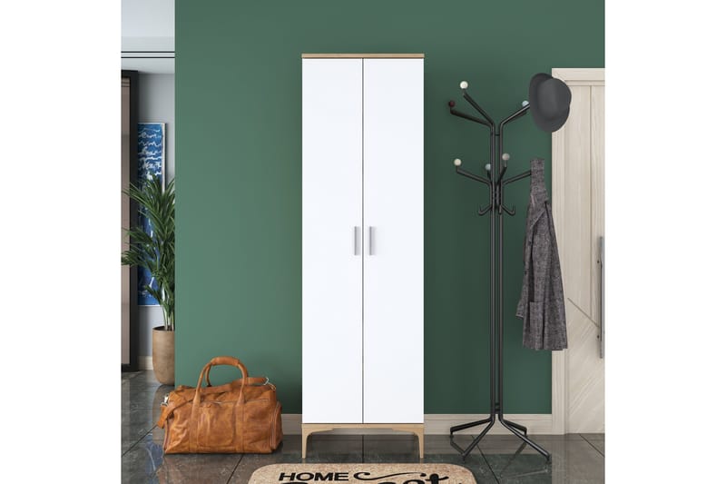 Lukkha Entrémøbel - Valnød finér/Hvid - Opbevaring - Tøjopbevaring - Garderobeskabe - Garderobeindretning - Kurveskuffestativ