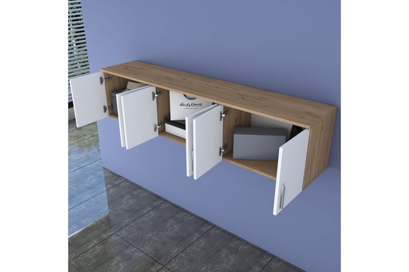 Lukkha Entrémøbel - Valnød finér/Hvid - Opbevaring - Tøjopbevaring - Garderobeskabe - Garderobeindretning - Kurveskuffestativ