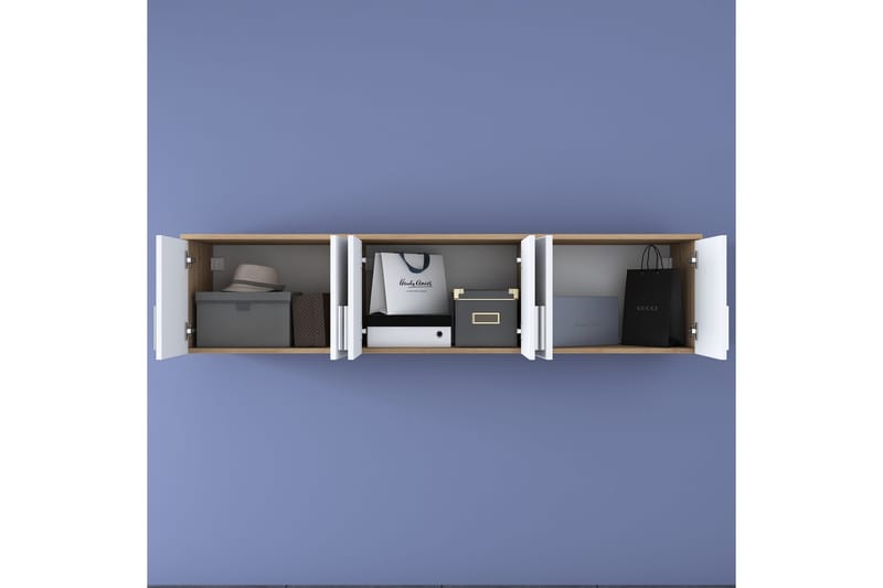 Lukkha Entrémøbel - Valnød finér/Hvid - Opbevaring - Tøjopbevaring - Garderobeskabe - Garderobeindretning - Kurveskuffestativ