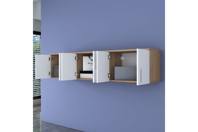 Lukkha Entrémøbel - Valnød finér/Hvid - Opbevaring - Tøjopbevaring - Garderobeskabe - Garderobeindretning - Kurveskuffestativ