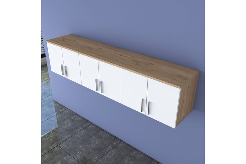 Lukkha Entrémøbel - Valnød finér/Hvid - Opbevaring - Tøjopbevaring - Garderobeskabe - Garderobeindretning - Kurveskuffestativ