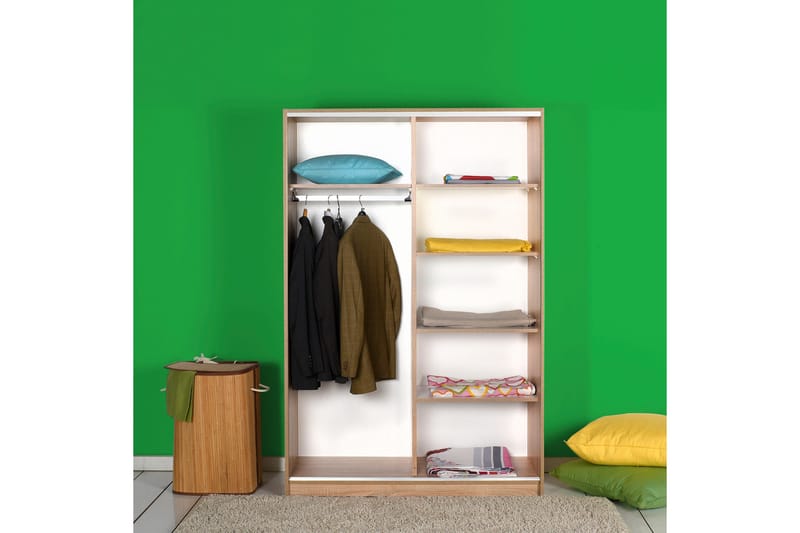 Garderobeskab 120 cm i Lyst Træ - Beige - Opbevaring - Tøjopbevaring - Garderobeskabe