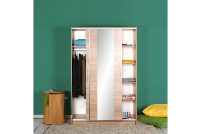 Garderobeskab 120 cm i Lyst Træ - Beige - Opbevaring - Tøjopbevaring - Garderobeskabe