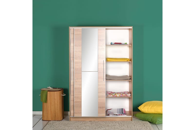 Garderobeskab 120 cm i Lyst Træ - Beige - Opbevaring - Tøjopbevaring - Garderobeskabe