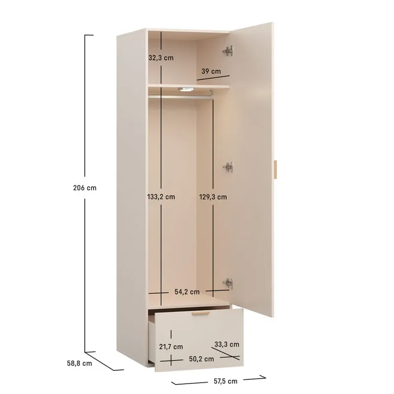 Garderobeskab 4 You Fresh 1 dør - Eg - Opbevaring - Tøjopbevaring - Garderobeskabe - Garderobeskab & klædeskab
