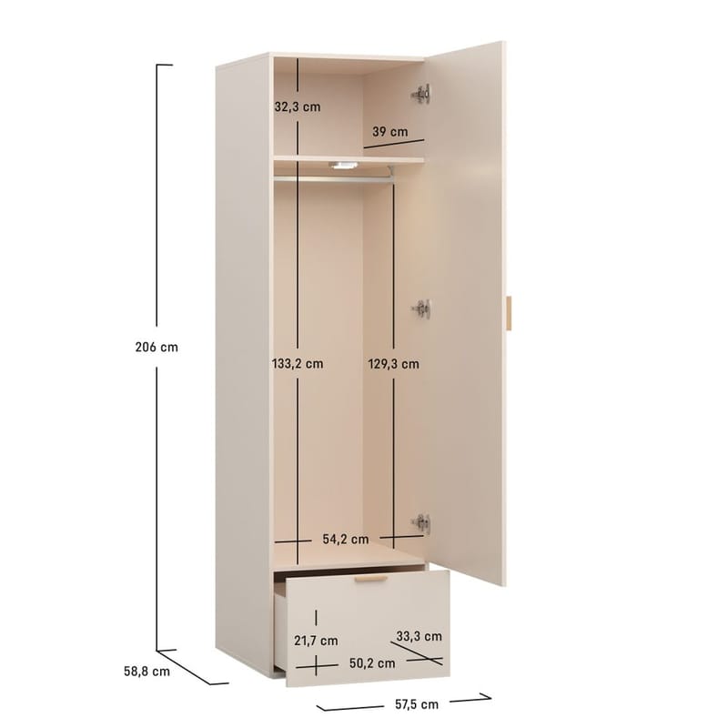 Garderobeskab 4 You Fresh 1 dør - Eg - Opbevaring - Tøjopbevaring - Garderobeskabe - Garderobeskab & klædeskab