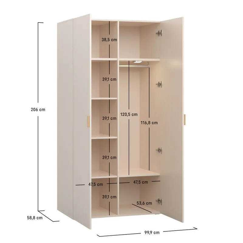 Garderobeskab 4 You Fresh 2 døre - Sandbeige - Opbevaring - Tøjopbevaring - Garderobeskabe - Garderobeskab & klædeskab