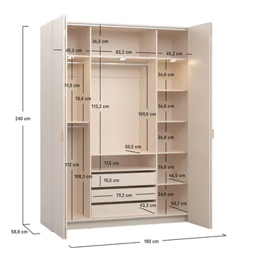 Garderobeskab 4 You Fresh 4 døre - Eg, 240,6 cm - Opbevaring - Tøjopbevaring - Garderobeskabe - Garderobeskab & klædeskab