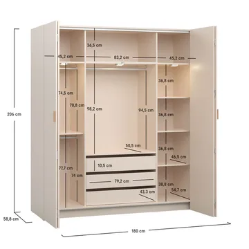 Garderobeskab 4 You Fresh 4 døre - Sandbeige, 206 cm - Opbevaring - Tøjopbevaring - Garderobeskabe - Garderobeskab & klædeskab