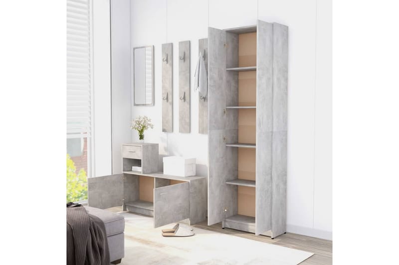 garderobeskab 55x25x189 cm spånplade betongrå - Grå - Opbevaring - Tøjopbevaring - Garderobeskabe