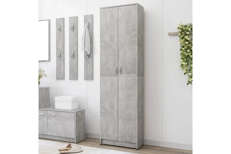 garderobeskab 55x25x189 cm spånplade betongrå - Grå - Opbevaring - Tøjopbevaring - Garderobeskabe