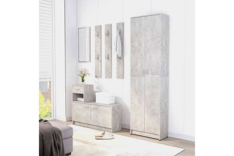 garderobeskab 55x25x189 cm spånplade betongrå - Grå - Opbevaring - Tøjopbevaring - Garderobeskabe