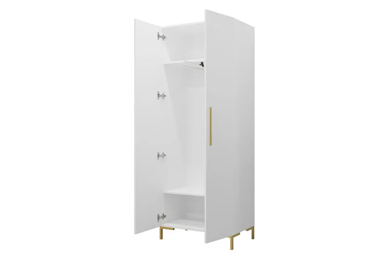Garderobeskab 74 cm i Lyst Træ - Guld|Sort - Opbevaring - Tøjopbevaring - Garderobeskabe