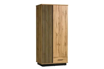 Garderobeskab 90 cm i Eg - Sort|Brun - Opbevaring - Tøjopbevaring - Garderobeskabe