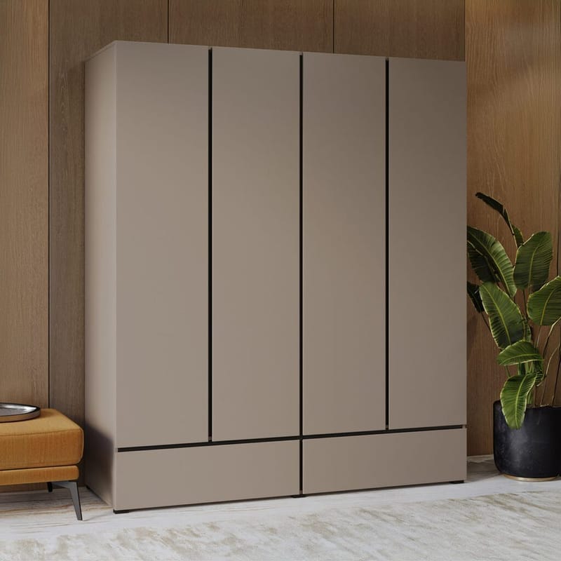 Garderobeskab Cross S 4 Døre med 2 Skuffer - Congo - Opbevaring - Tøjopbevaring - Garderobeskabe