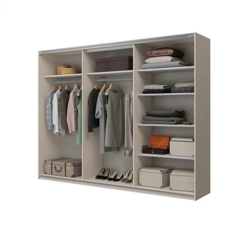 Garderobeskab Cube 3 skydedøre - Cashmere - Opbevaring - Tøjopbevaring - Garderobeskabe