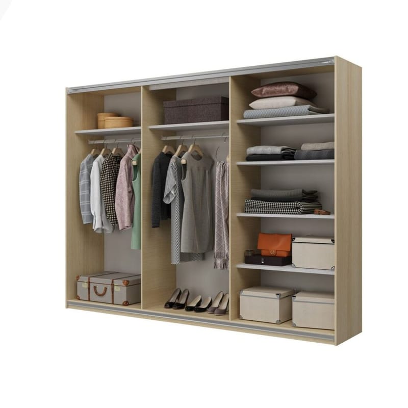 Garderobeskab Cube 3 skydedøre - Lindberg Eg - Opbevaring - Tøjopbevaring - Garderobeskabe