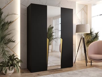 garderobeskab Garderob PIANO 2 150 sort Guld - Opbevaring - Tøjopbevaring - Garderobeskabe