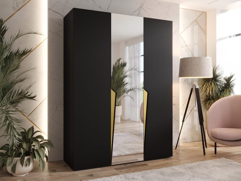 garderobeskab Garderob PIANO 2 150 sort Guld - Opbevaring - Tøjopbevaring - Garderobeskabe
