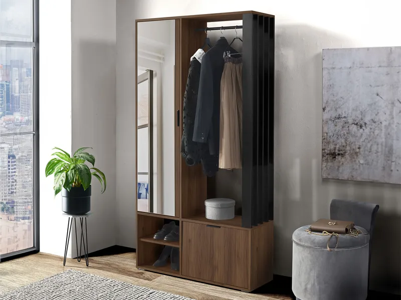 garderobeskab Garderobe MILO brun - Opbevaring - Tøjopbevaring - Garderobeskabe