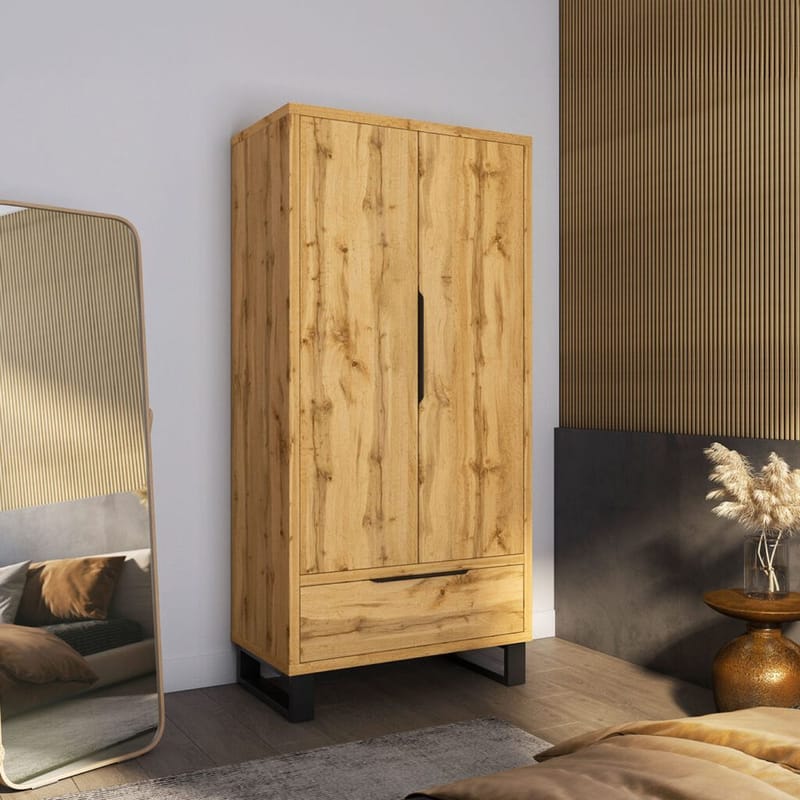 Garderobeskab Halle 2 Døre 1 Skuffe - Opbevaring - Tøjopbevaring - Garderobeskabe