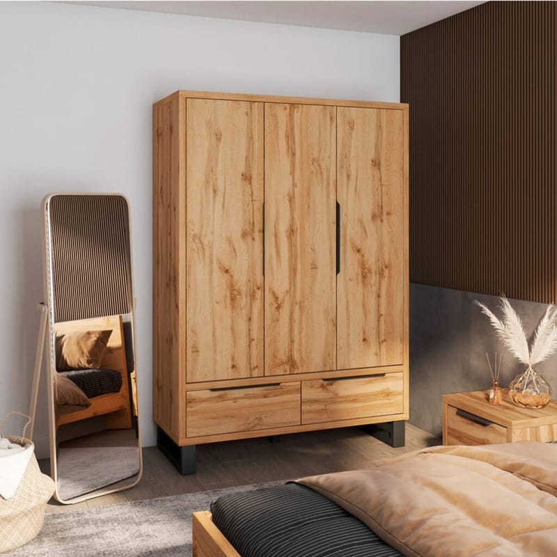 Garderobeskab Halle S 3 døre med 2 skuffer - Opbevaring - Tøjopbevaring - Garderobeskabe