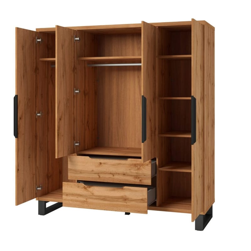 Garderobeskab Halle S 4 Døre med 2 Skuffer - Opbevaring - Tøjopbevaring - Garderobeskabe