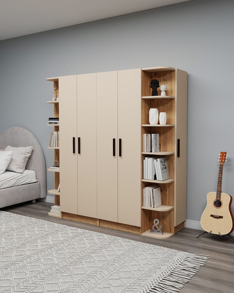 Garderobeskab Hanah Home Linda Luses (180 x 181,8 x 50 cm) Atlantisk fyr beige - Opbevaring - Tøjopbevaring - Garderobeskabe - Garderobeskab & klædeskab