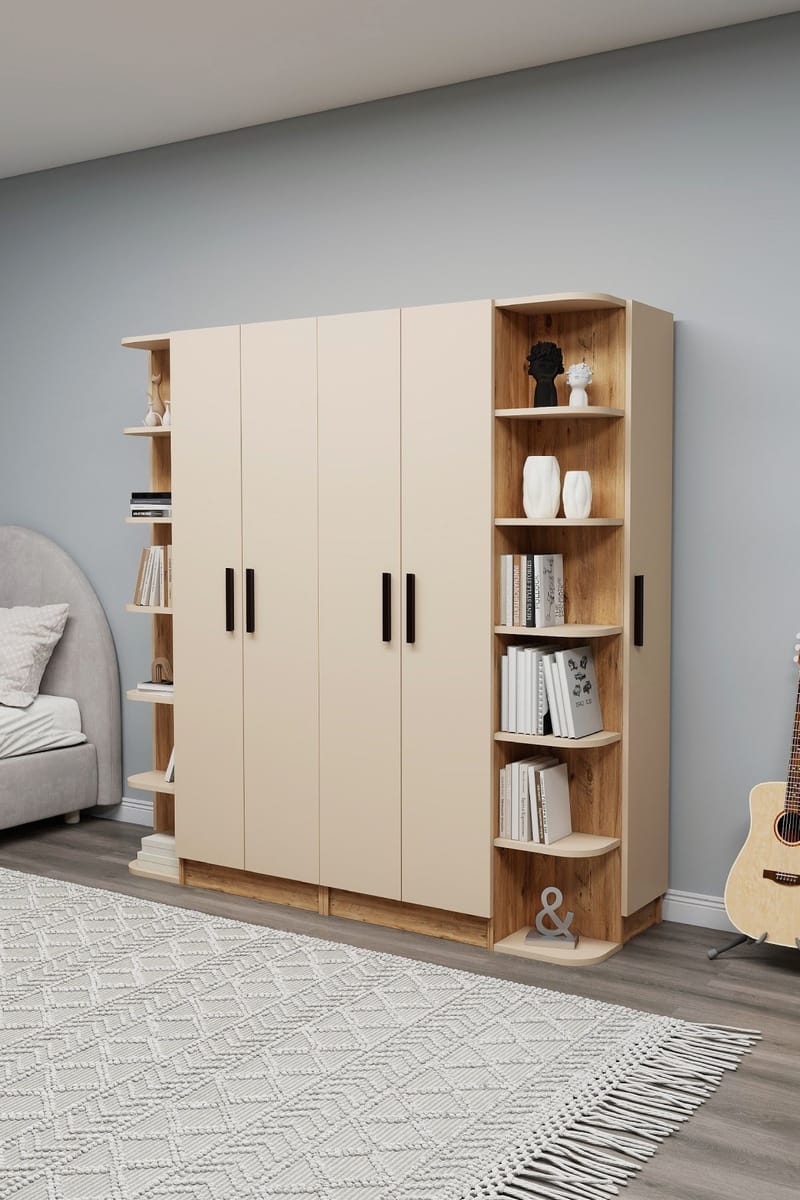 Garderobeskab Hanah Home Linda Luses (180 x 181,8 x 50 cm) Atlantisk fyr beige - Opbevaring - Tøjopbevaring - Garderobeskabe - Garderobeskab & klædeskab