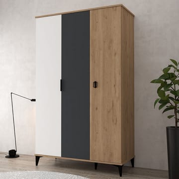Garderobeskab Hanah Home Neva (123 x 200 x 52 cm) Eg hvid antracit - Eg/Hvid/Antracit - Opbevaring - Tøjopbevaring - Garderobeskabe - Garderobeskab & klædeskab