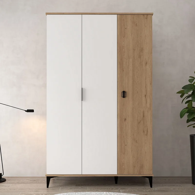 Garderobeskab Hanah Home Neva (123 x 200 x 52 cm) Sapphire eg hvid, Sapphire Oak og hvid