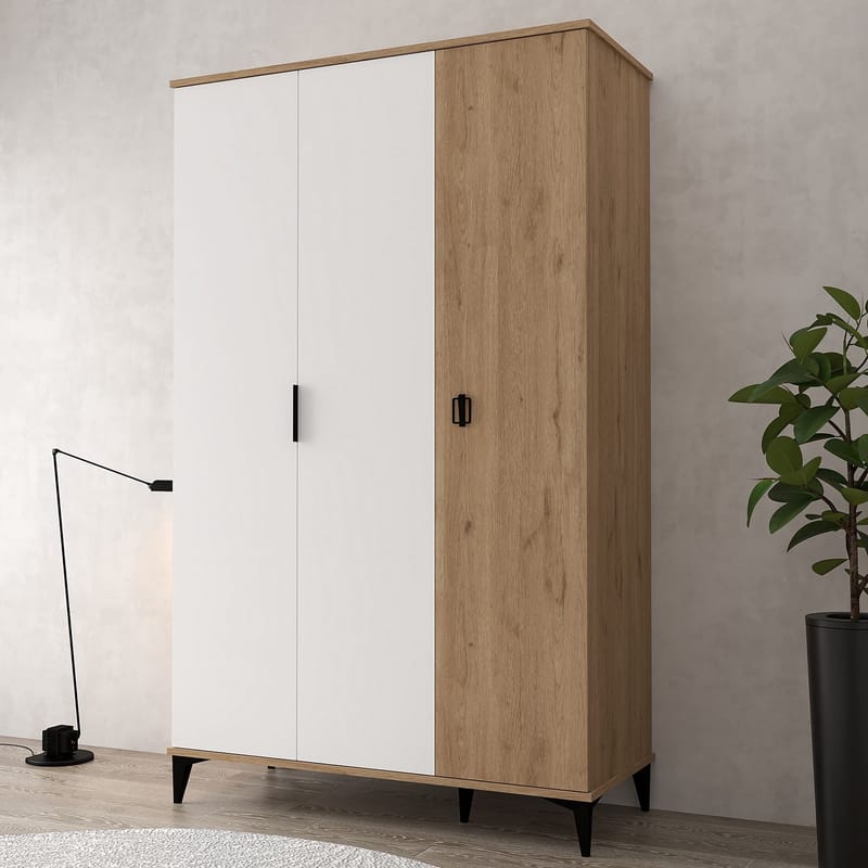 Garderobeskab Hanah Home Neva (123 x 200 x 52 cm) Sapphire eg hvid - Sapphire Oak og hvid - Opbevaring - Tøjopbevaring - Garderobeskabe - Garderobeskab & klædeskab