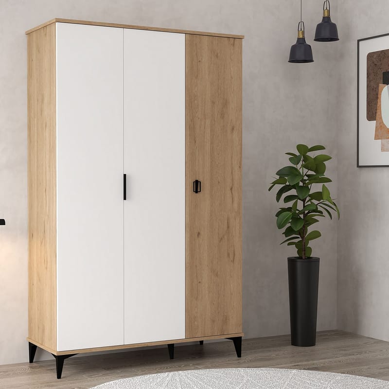 Garderobeskab Hanah Home Neva (123 x 200 x 52 cm) Sapphire eg hvid - Sapphire Oak og hvid - Opbevaring - Tøjopbevaring - Garderobeskabe - Garderobeskab & klædeskab