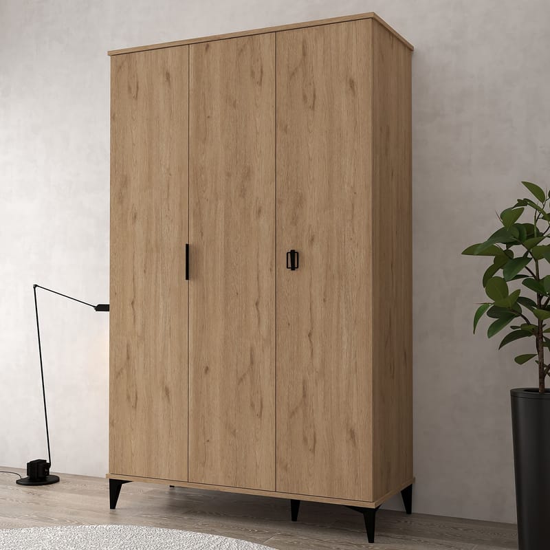 Garderobeskab Hanah Home Neva (123 x 200 x 52 cm) Sapphire Oak - Sapphire Oak - Opbevaring - Tøjopbevaring - Garderobeskabe - Garderobeskab & klædeskab