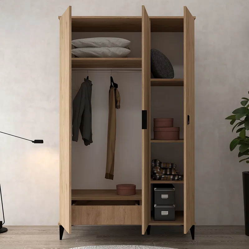 Garderobeskab Hanah Home Neva (123 x 200 x 52 cm) Sapphire Oak - Sapphire Oak - Opbevaring - Tøjopbevaring - Garderobeskabe - Garderobeskab & klædeskab