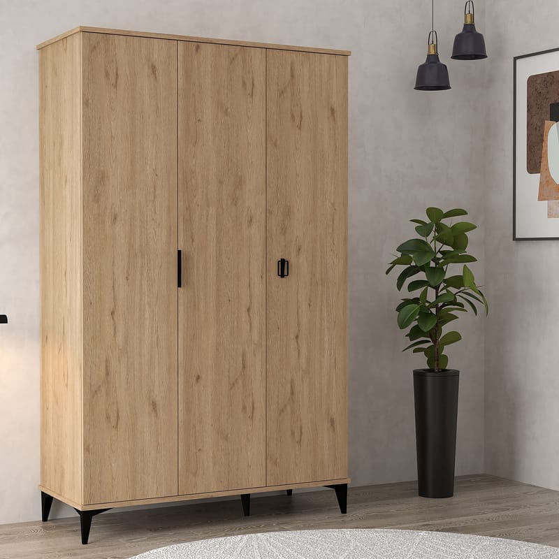 Garderobeskab Hanah Home Neva (123 x 200 x 52 cm) Sapphire Oak - Sapphire Oak - Opbevaring - Tøjopbevaring - Garderobeskabe - Garderobeskab & klædeskab