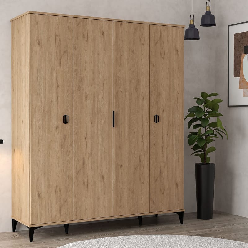 Garderobeskab Hanah Home Neva Wide (164 x 200 x 52 cm) Safireg - Sapphire Oak - Opbevaring - Tøjopbevaring - Garderobeskabe - Garderobeskab & klædeskab