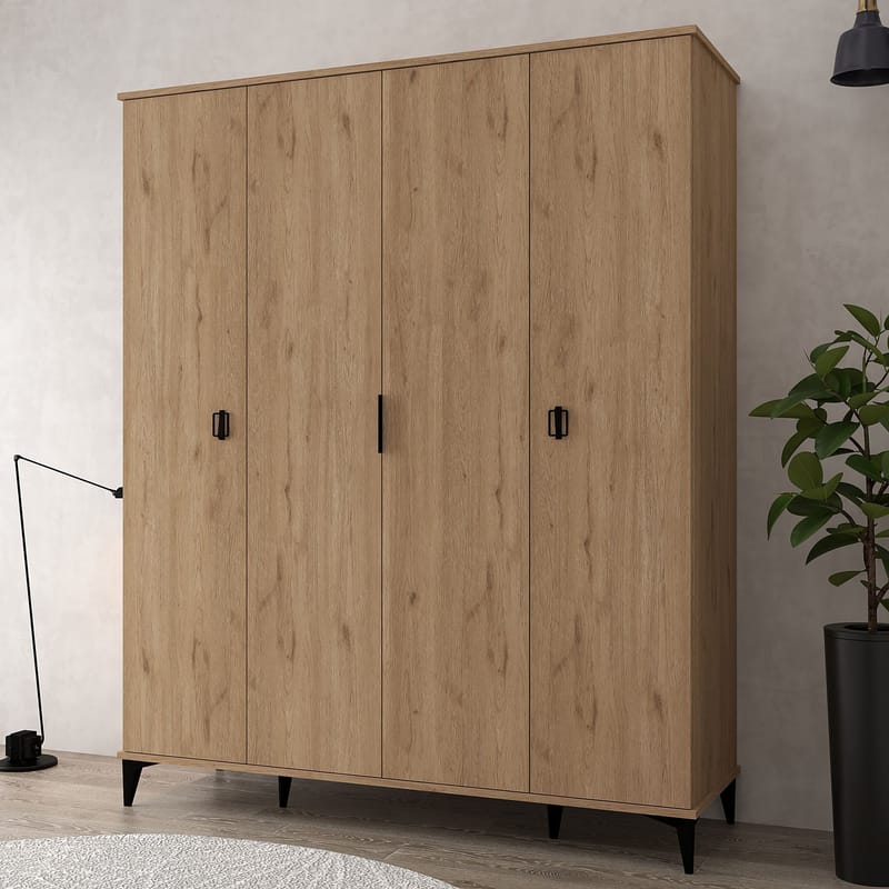 Garderobeskab Hanah Home Neva Wide (164 x 200 x 52 cm) Safireg - Sapphire Oak - Opbevaring - Tøjopbevaring - Garderobeskabe - Garderobeskab & klædeskab