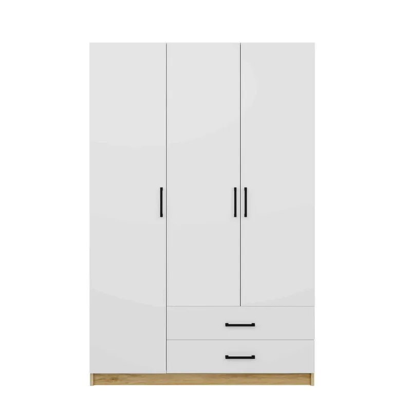 Garderobeskab Hanah Home Yaman (120 x 181 x 45 cm) Valnød hvid, Valnød og hvid