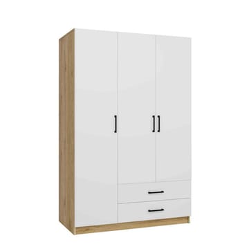 Garderobeskab Hanah Home Yaman (120 x 181 x 45 cm) Valnød hvid - Valnød og hvid - Opbevaring - Tøjopbevaring - Garderobeskabe - Garderobeskab & klædeskab
