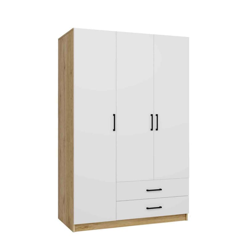 Garderobeskab Hanah Home Yaman (120 x 181 x 45 cm) Valnød hvid - Valnød og hvid - Opbevaring - Tøjopbevaring - Garderobeskabe - Garderobeskab & klædeskab